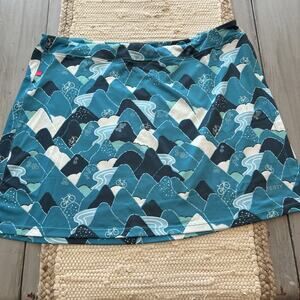Terry Mixie Dark Valleys Mountain Blue Bicycle Pull On Cycling Wrap Skirt Sz XXL